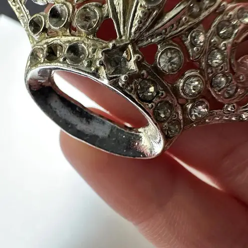 Vintage Signed Coro Rhinestone Royal Crown Brooch Pin