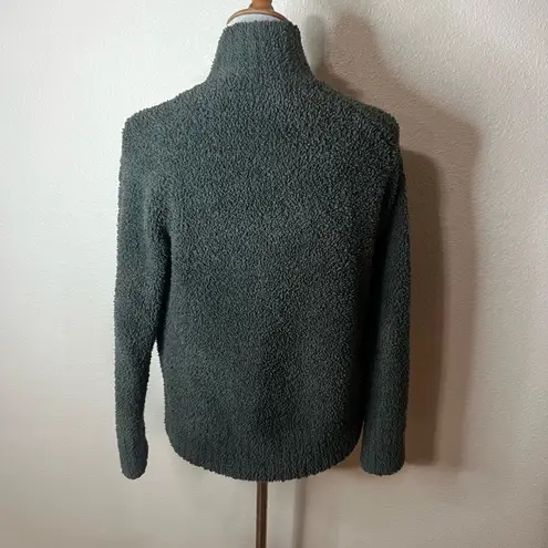 Barefoot Dreams CozyChic Funnel Neck Cardi Sweater - Spruce Green SMALL