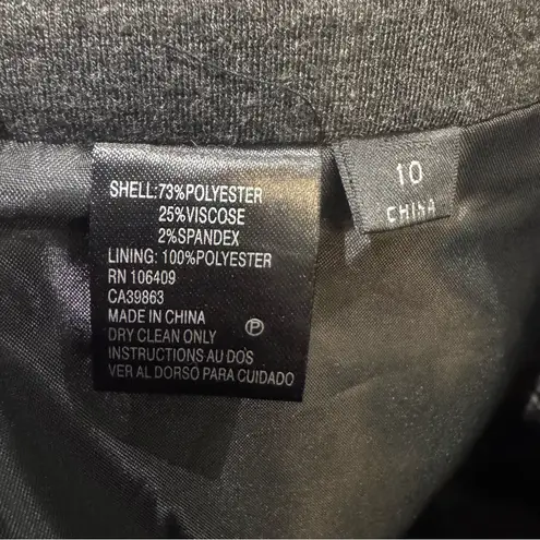 Tahari ASL ice blue open stitch blazer and dark gray skirt suit set size 10