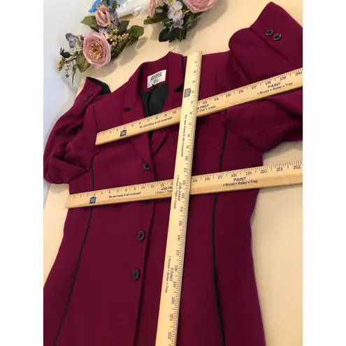 Kasper ASL Women Jacket 12 Purple Contrasting Trim Lapel Notch Collar Pockets