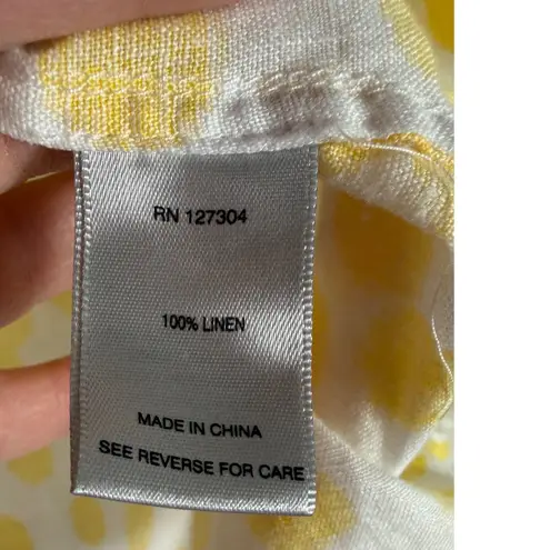John Mark 100% Linen Yellow Polka Dot Button-Back Blouse PM Petite Medium - Image 5