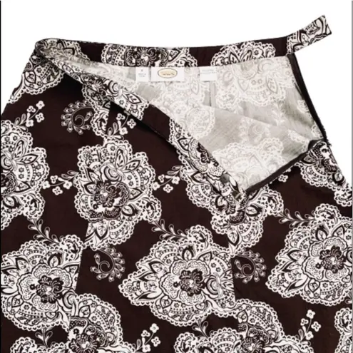 Talbots  Skirt Brown White Paisley Floral Cotton A-Line Flare Circle Skirt Size 8