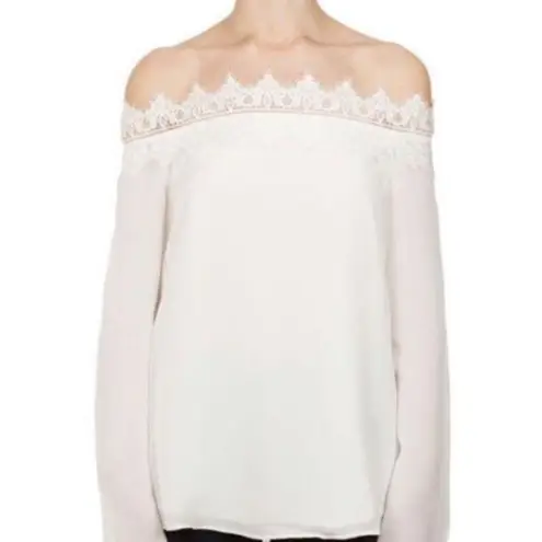 Cami NYC NWT White Romantic Silk Lace Blouse Large Long Sleeve Neutral Cameron