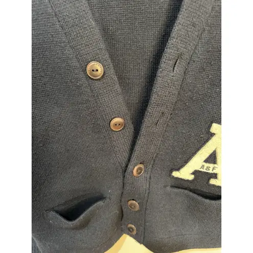Abercrombie & Fitch VINTAGE  Women Sweater S Blue‎ Varsity Cardigan Logo Y2K