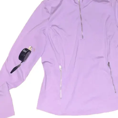 Laura Ashley Lilac Lavender Quarter-Zip Sweatshirt with Zipper Accents Size L