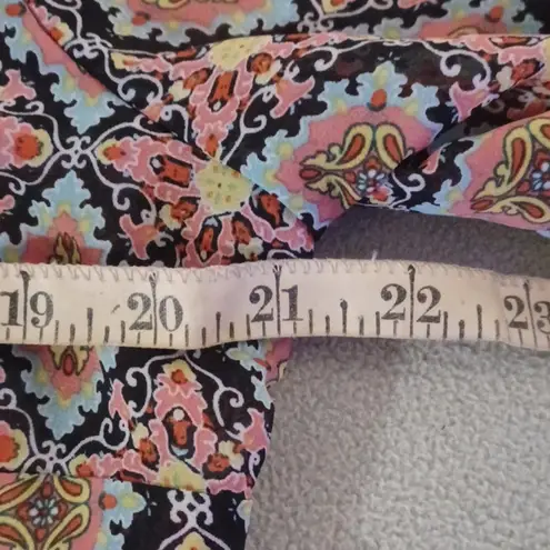 Dressbarn Blouse Women Size M Long Sleeve Flared Multi Color Sheer Top Pink Blue Size M