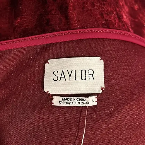 Saylor Cyndey Velvet Snake Midi Slit Dress in Wine Red NWT Size Large