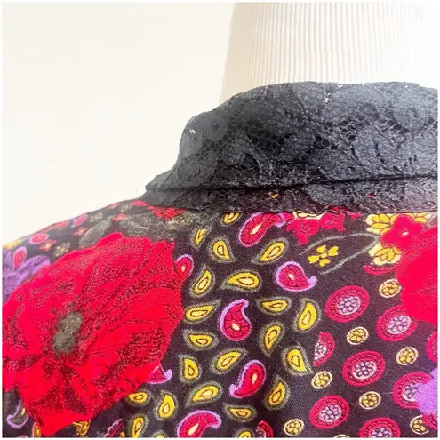 Collective Concepts Vintage Patchwork Blazer Jacket Sheer Sleeve Sz Medium 80’s