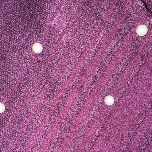 Elegant Faux Fur Trim Poncho Sweater Purple Size L/XL