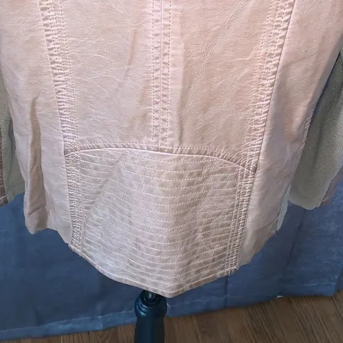 Valerie Stevens tan zip up faux leather jacket 1X