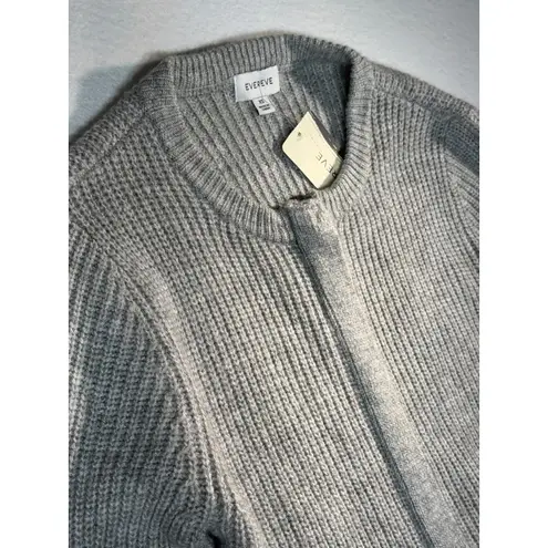 Evereve Harlow Zipper Cardigan Grey Ribbed Knit Long Sleeve Pockets XS NEW W/TAG