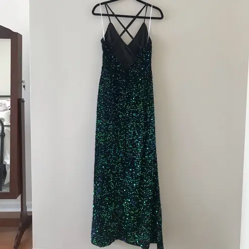 Lulus Keep it Regal Green Iridescent Sequin Maxi Dress