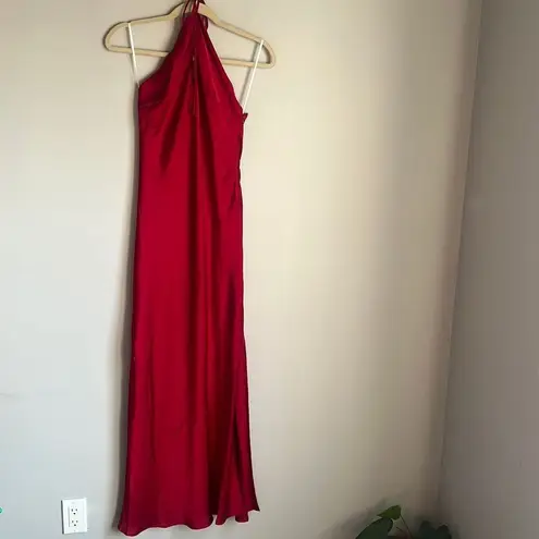 Hello Molly NEW  ADMIRED FROM ALL ANGLES SATIN HALTER MAXI DRESS WINE