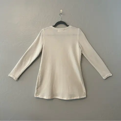 French Laundry ⭐️ cream colored pocket front sweater with lace details size large