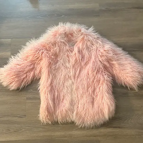 Vintage Northern Lights for Bloomingdales pink lambskin shearling coat Size 2