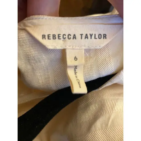 Rebecca Taylor Textured Stripe Peplum Top linen blend in Creme size 6