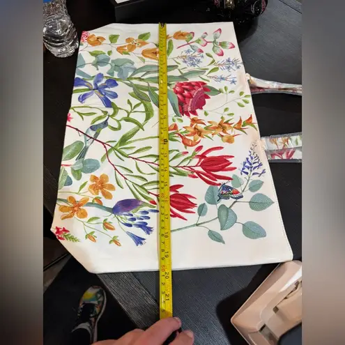 Floral Canvas Tote Bag Red