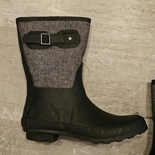 Chooka ππ Classic Mid Calf Racer Rain Boots ~ Herringbone Print Size 9