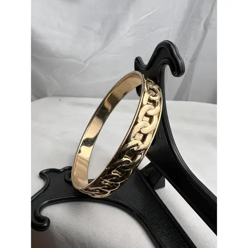 vintage gold toned chain link gold sleeve bangle bracelet