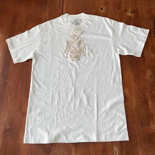 St. John Vintage 1980s NWT Sport White with Gold Embroidered T-Shirt