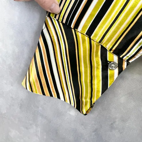 Bonnie Howard Womens Satin Top Size 20 Retro Mod Disco 70s Stripe Groovy Funky Yellow