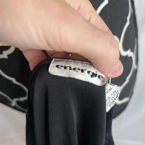 Energie Black Velvet Square Neck Long Sleeve Fitted Dressy Top Size Large