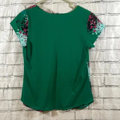 Van Heusen green floral short sleeve blouse XS