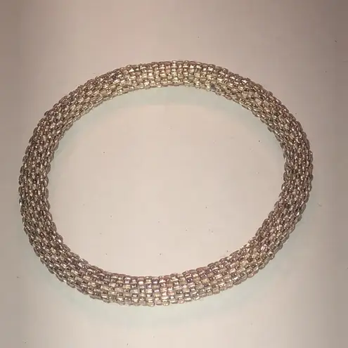 Elegant Gold Tone Seed Bead Beaded Roll On Bracelet