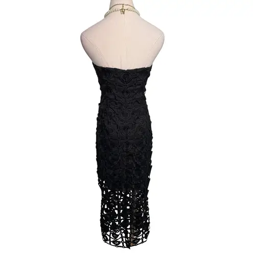 Milly Kait Tile Lace Midi Dress black strapless Size 0