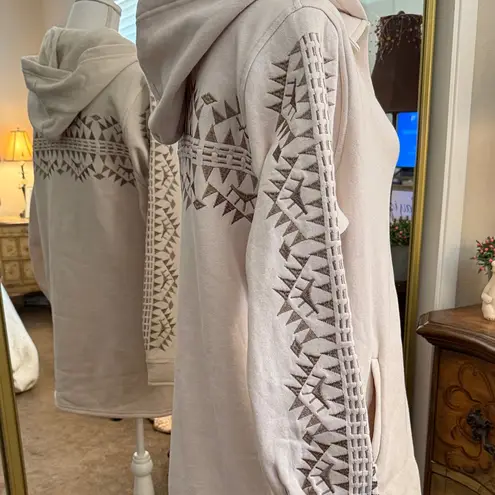 BKE  Cream Button-Up Teddy Jacket with Patterned Sleeves