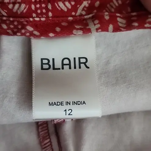 Blair Red and Tan Print Capri Pull On Pants
