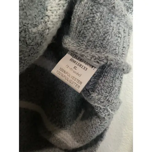 Staccato Striped Gray White Chenille Knit Sweater Pullover Top Women's XL