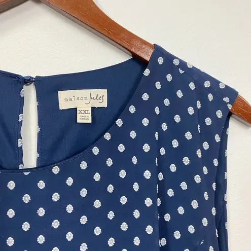 Maison Jules Women's XXL Blue Shadow Dot Sleeveless Asymetric Cut Front Dress