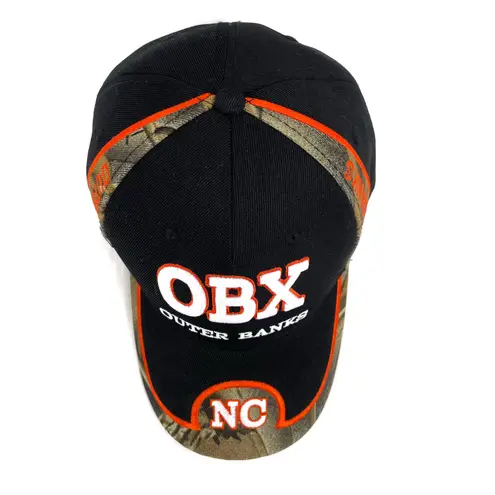 OBX Outer Banks NC Baseball Hat Dad Cap Souvenir North Carolina Travel Camo OS Black