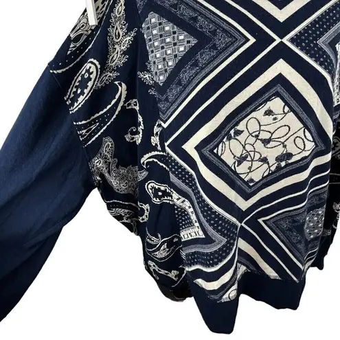 BDG  Urban Outfitters Pierre Mock Neck Slouchy Top Blue & White Women’s XS BOHO