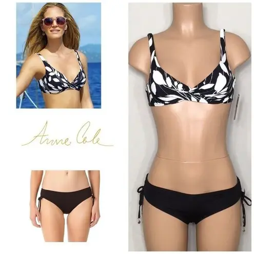 Anne cole  black & white floral bikini set. NWT