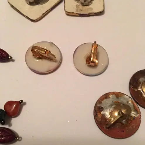 Lot Of 4 Earrings Clip On Hand Made Hand Crafted Variety Clipon