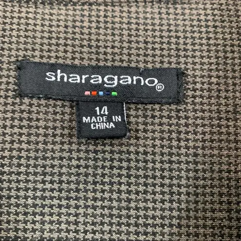 Sharagano Hounds Tooth Plaid Brown Belted Dress