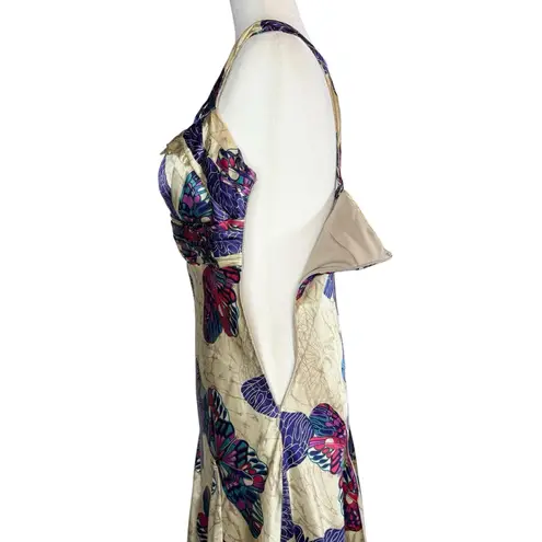 Vintage Y2K Nina Austin Dress M Silk Butterfly Babydoll Midi Whimsical Fairy Size M