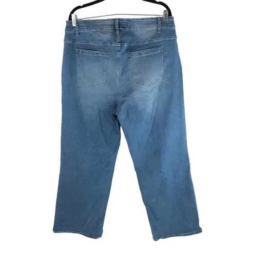 Bloomchic Boyfriend Wide Leg Slightly Stretchy High Rise Medium Wash Jeans 18