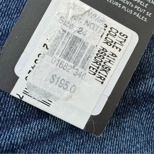 Hudson Jeans HUDSON Lulu Side Lace up Jean Skirt Distressed Hem Deep Dark Blue Size 24 NWT