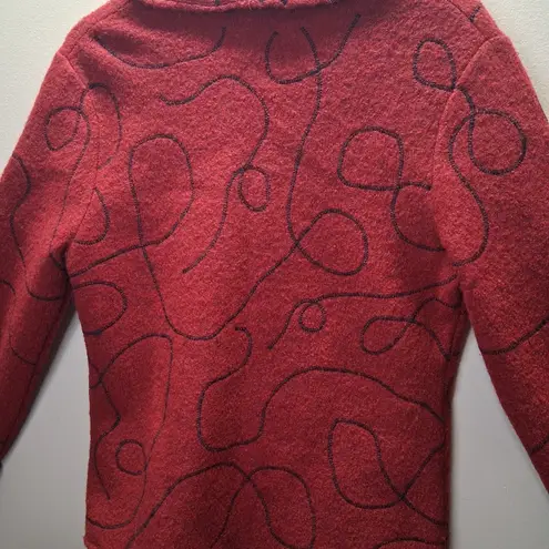 NWOT Red Wool Cardigan with Black / Y2K 2000s Size M