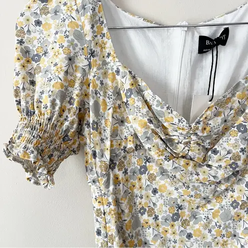 Bardot Mini Dress Cindy Sweetheart Neck Yellow Floral Print NEW Size XS/4