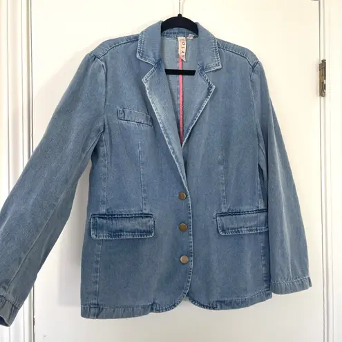 Anthropologie Dolan Left Coast Denim Boyfriend Blazer Jacket Women's Small Blue