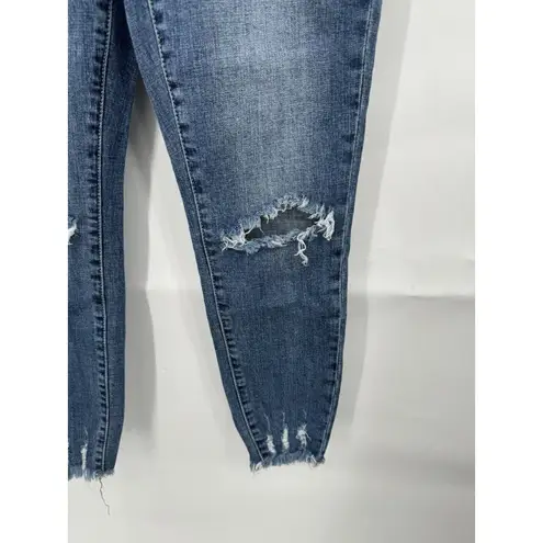 One Teaspoon  Jean Women 24 Blue Denim Distressed High Waist Freebirds II Skinny