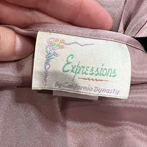 Vintage Expressions Camisole Belted Robe 2Pc Set Dusty Mauve Pleated Lace Detail Size L thumbnail 9