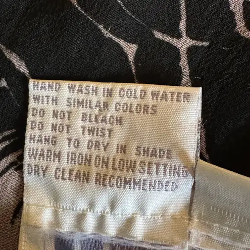 TESS 100% Silk Midi Skirt Size 16 Black Pink Feather Print Lined Flowy Boho