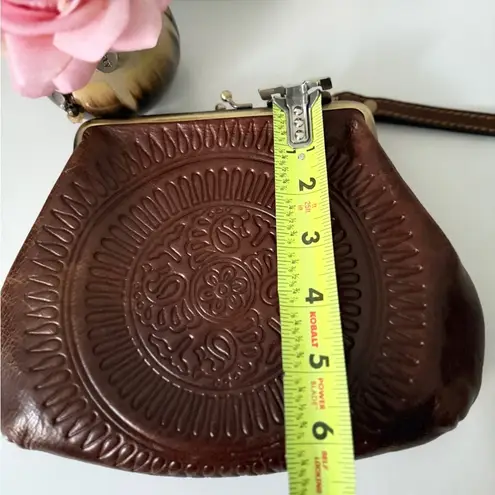 Patricia Nash Brown Embossed Leather Clutch