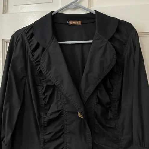 XCVI Black Ruched Utility Goth Lagenlook Blazer Jacket Shacket Minimalist XL