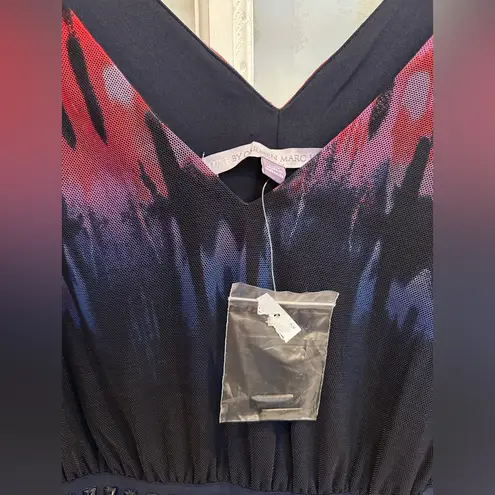 Carmen Marc Valvo Maxi Dress Watercolor Bohemian Sparkle Bead Plus Size 1X NWT